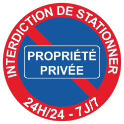 Sticker Panneau Interdiction de Stationner Propriété Privée Bleu