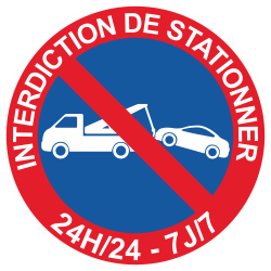 Sticker Panneau Interdiction de Stationner 24H/24 - 7J/7 Dépanneuse 3