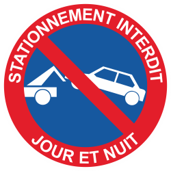 Sticker Panneau Stationnement Interdit Jour et Nuit Dépanneuse