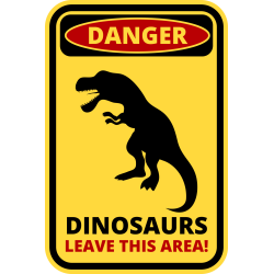 Autocollant Panneau Danger Dinosaure