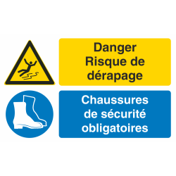 Autocollant Obligation Danger Dérapage Port Chaussure Securité