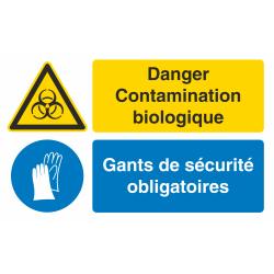 Autocollant Obligation Danger Contamination Port Gant