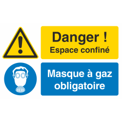 Autocollant Espace Confiné / Masque à Gaz Obligatoire