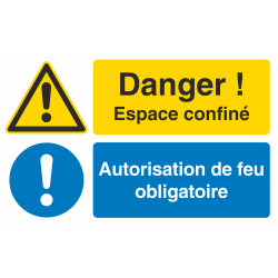Autocollant Espace Confiné / Autorisation De Feu Obligatoire