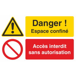 Autocollant Espace Confiné / Accès Interdit Sans Autorisation
