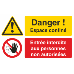 Autocollant Espace Confiné / Entrée Interdite Aux Personnes Non Autorisées