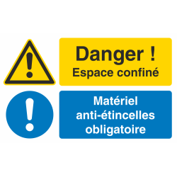 Autocollant Espace Confiné / Matériel Anti-étincelles Obligatoire
