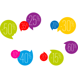 Autocollant Soldes Promo Bulles