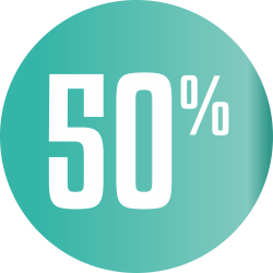 Autocollant Soldes 50% Cercle Bleu