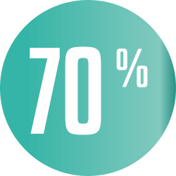 Autocollant Soldes 70% Cercle Bleu