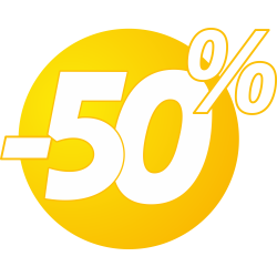 Autocollant Soldes 50% Bulles Jaunes