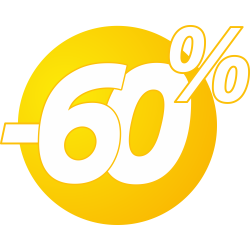 Autocollant Soldes 60% Bulles Jaunes