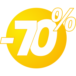 Autocollant Soldes 70% Bulles Jaunes