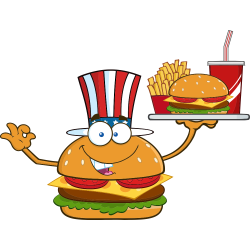 Autocollant Fast Food Hamburger Mascotte