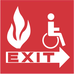 Autocollant Indication Incendie Sortie De Secours Handicapé