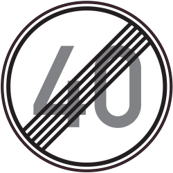 Autocollant Indication Fin Limitation Vitesse 40km/h