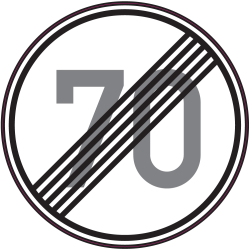 Autocollant Indication Fin Limitation Vitesse 70km/h