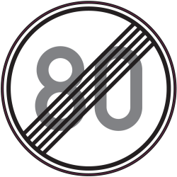 Autocollant Indication Fin Limitation Vitesse 80km/h