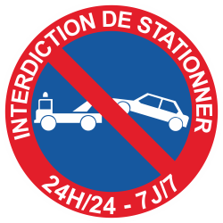 Sticker Panneau Interdiction de Stationner 24H/24 - 7J/7 Dépanneuse 2