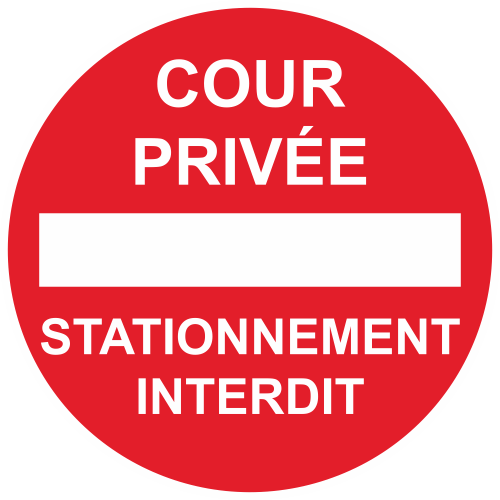 Cartello 'Corte Privata - Divieto Di Sosta' 230 Mm, In Alluminio Dibond 3 Mm, Produzione Francese