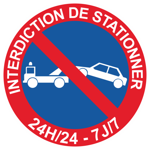 Aua Signaletique Cartello Divieto Di Sosta Proprietà Privata 24/7 - 33 Cm, Adesivo In Vinile, Prodotto In Francia