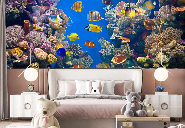 Papier Peint 3D Poisson Calme – Autocollant Mural Amovible Erin, H8272