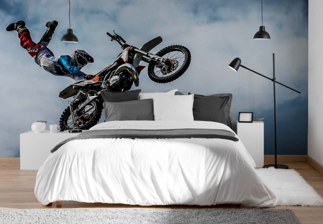 Papier Peint Mural 3D Motocross N751 – Autocollant Amovible – Transport