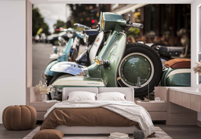 Tableau Vintage Scooter Moto – Drapeau Italien – Impression Bois 10x15 Cm – Déco Italienne Authentique !