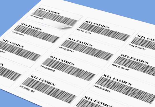 Stickers avec QR code et code-barres variables