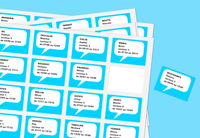 Autocollants à données variables