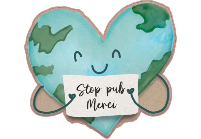 Sticker STOP PUB coeur planète