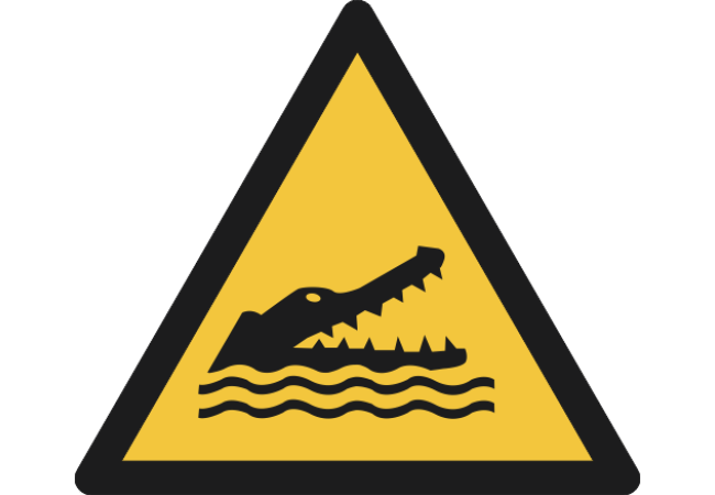 W067- ISO 7010 - Panneau Danger, Crocodiles, alligators ou caïmans