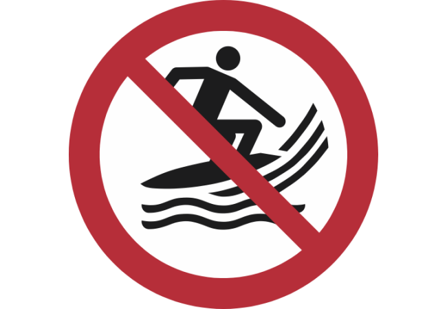 P059- ISO 7010 - Panneau Pratique du surf interdite