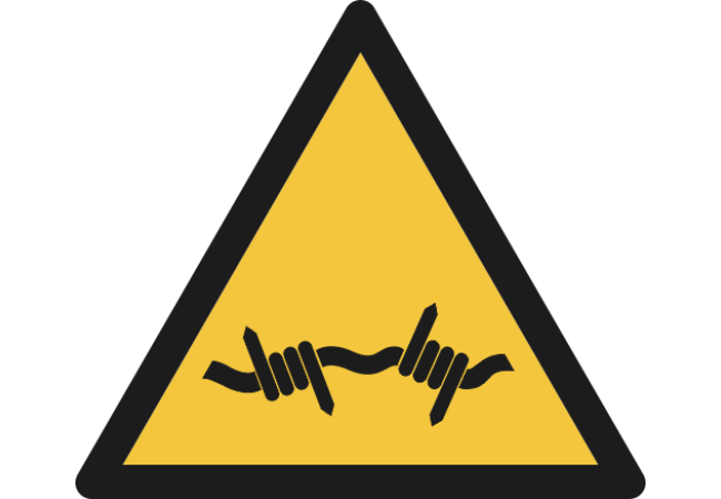W033- ISO 7010 - Panneau Danger, Fil barbelé