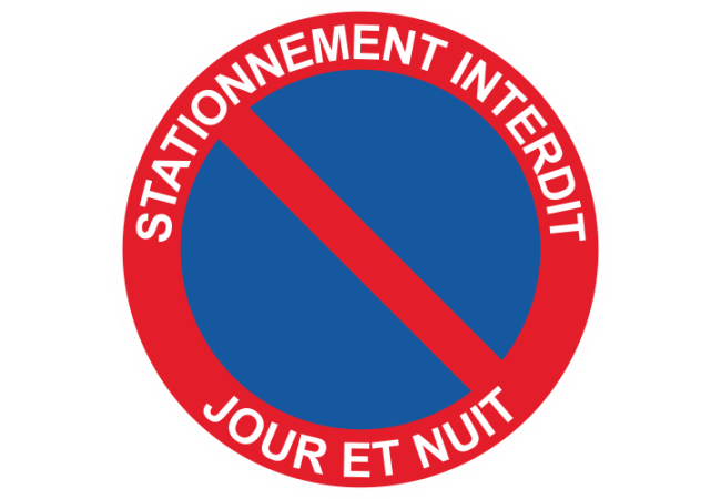 Sticker Panneau Stationnement Interdit Jour et Nuit