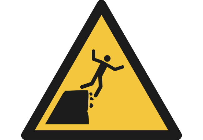 W052- ISO 7010 - Panneau Danger, Bord de la falaise instable
