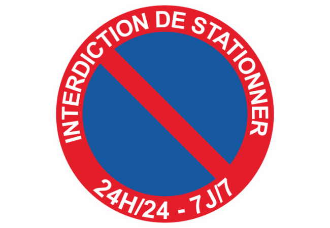 Sticker Panneau Interdiction de Stationner 24H/24 - 7J/7 Dépanneuse
