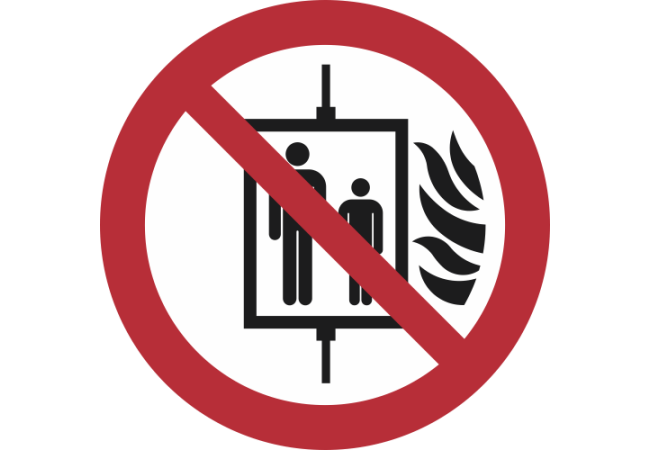 P020- ISO 7010 - Panneau Interdiction d’utiliser l’ascenseur en cas d’incendie