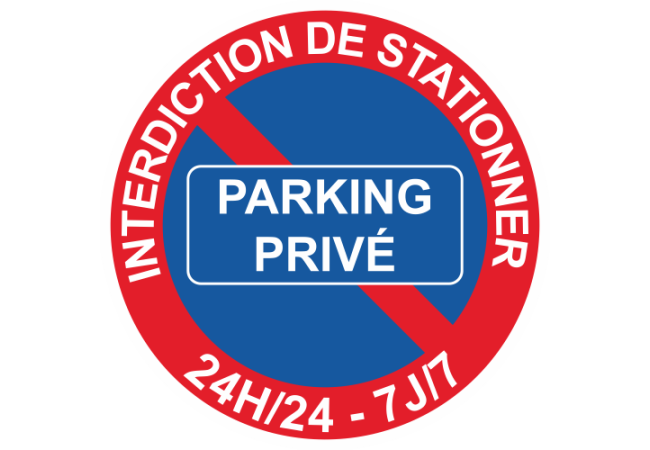 Autocollant interdiction de stationner sur un parking privé