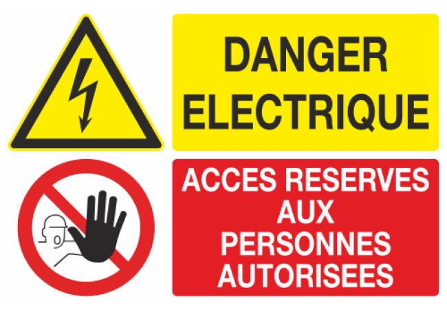 Panneau Danger eléctrique acces réservés aux personnes autorisées