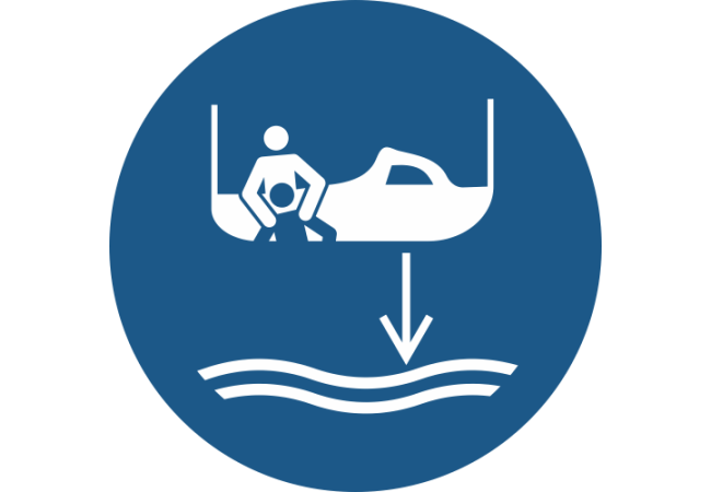 M041- ISO 7010 - Panneau  Abaisser le canot de sauvetage à l’eau dans l’ordre de lancement