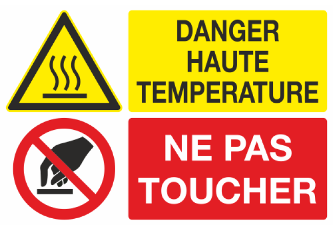 Panneau Danger haute température ne pas toucher