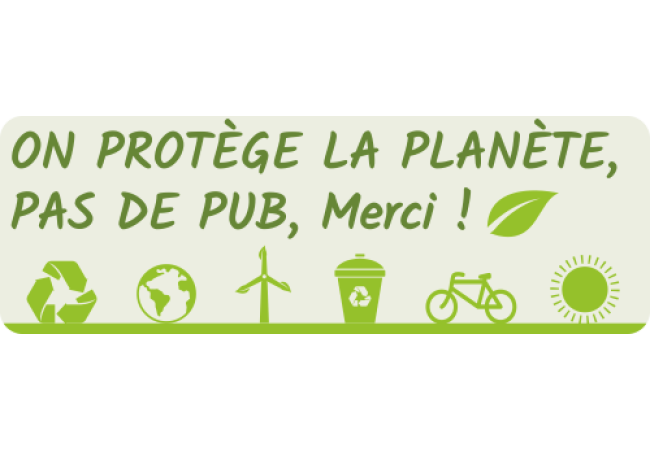 Sticker Stop Pub Écologie On Protège la Planète