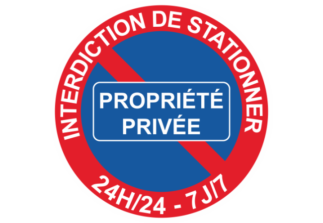 Sticker Panneau Interdiction de Stationner Propriété Privée Bleu