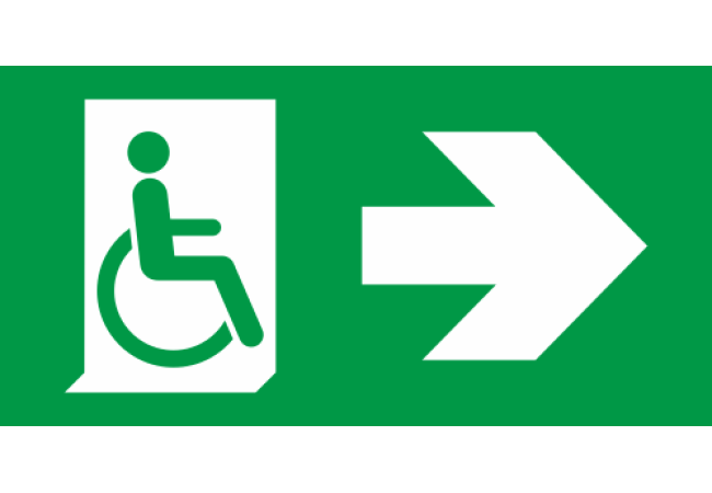 Panneau Sortie de decours handicapé droite