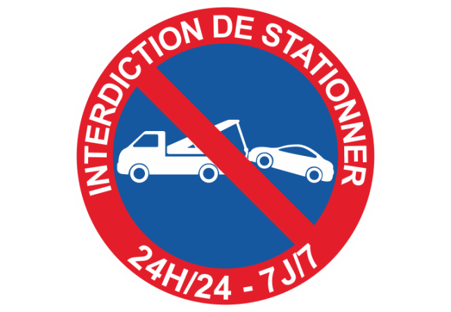Sticker Panneau Interdiction de Stationner 24H/24 - 7J/7 Dépanneuse 3
