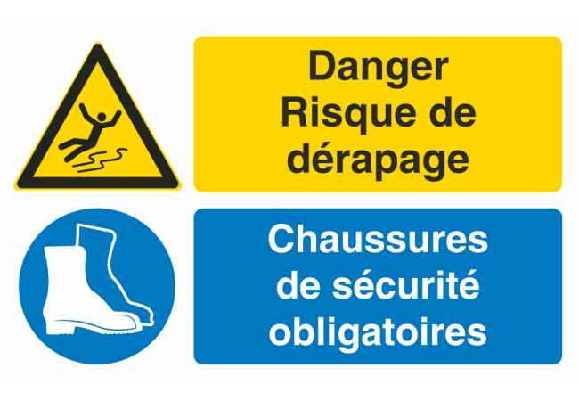 Autocollant Obligation Danger Dérapage Port Chaussure Securité
