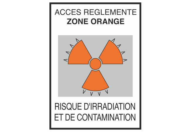 Autocollant Risque D'irradiation Et De Contamination Orange