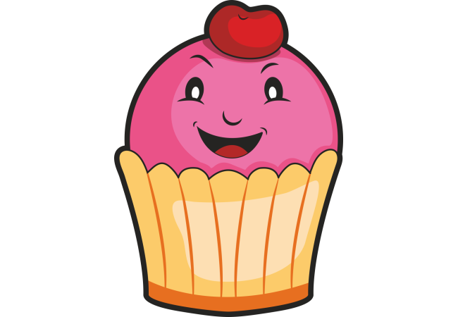 Autocollant Pâtisserie Cupcake Smiley 3