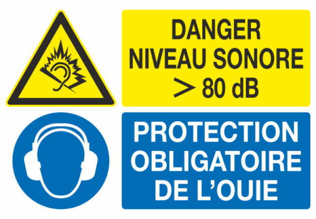 Panneau Danger niveau sonore protection obligatoire de l'ouie